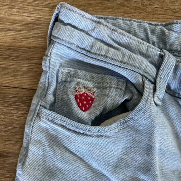 Hollister Sz 2R Strawberry Embroidered Low Rise Relaxed Straight Jeans - Picture 6 of 16